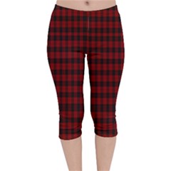 Tartan Red Velvet Capri Leggings 