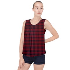 Tartan Red Bubble Hem Chiffon Tank Top