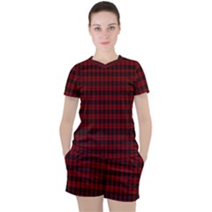 Tartan Red Women s Tee And Shorts Set