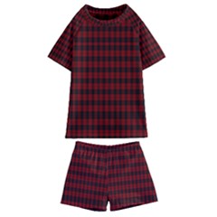 Tartan Red Kids  Swim Tee And Shorts Set