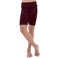 Tartan Red Kids  Lightweight Velour Cropped Yoga Leggings