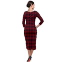 Tartan Red Quarter Sleeve Midi Velour Bodycon Dress View2