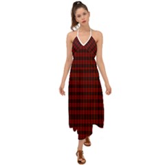 Tartan Red Halter Tie Back Dress 