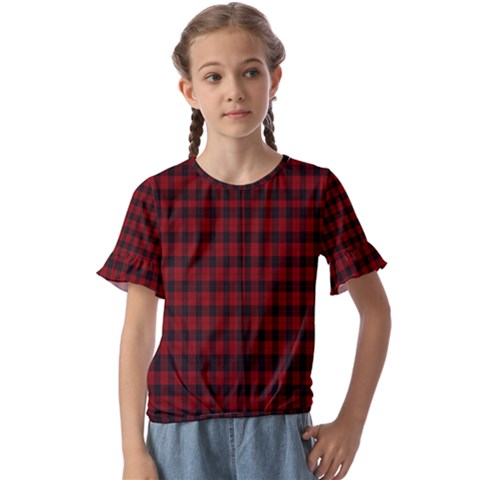 Tartan Red Kids  Cuff Sleeve Scrunch Bottom Tee by tartantotartansallreddesigns