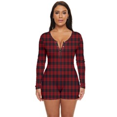 Tartan Red Long Sleeve Boyleg Swimsuit