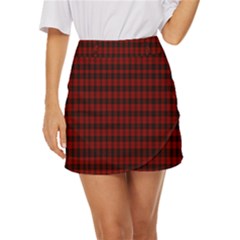 Tartan Red Mini Front Wrap Skirt by tartantotartansallreddesigns