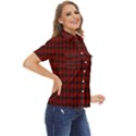 Tartan Red Women s Short Sleeve Double Pocket Shirt View2