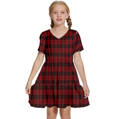 Tartan Red Kids  Short Sleeve Tiered Mini Dress by tartantotartansallreddesigns