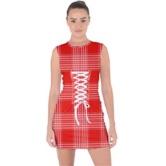 193 B Lace Up Front Bodycon Dress by tartantotartansallreddesigns