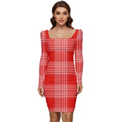 193 B Women Long Sleeve Ruched Stretch Jersey Dress