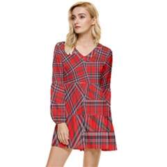 Macfarlane Modern Heavy Tartan Tiered Long Sleeve Mini Dress by tartantotartansallreddesigns