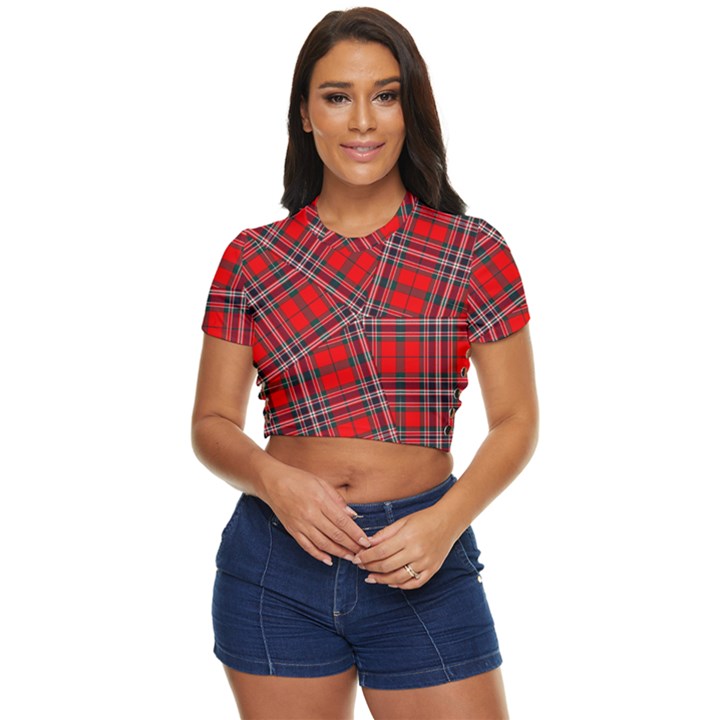 Macfarlane Modern Heavy Tartan Side Button Cropped Tee