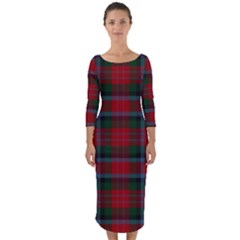 Macduff Tartan Quarter Sleeve Midi Bodycon Dress by tartantotartansallreddesigns