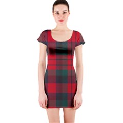 Macduff Modern Tartan Short Sleeve Bodycon Dress by tartantotartansallreddesigns