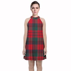 Macduff Modern Tartan Velvet Halter Neckline Dress 