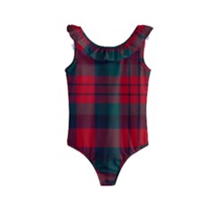 Macduff Modern Tartan Kids  Frill Swimsuit by tartantotartansallreddesigns