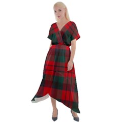 Macduff Modern Tartan Cross Front Sharkbite Hem Maxi Dress by tartantotartansallreddesigns