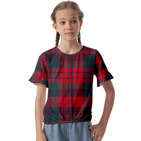 Macduff Modern Tartan Kids  Cuff Sleeve Scrunch Bottom Tee by tartantotartansallreddesigns