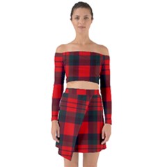 Macduff Modern Tartan 2 Off Shoulder Top With Skirt Set by tartantotartansallreddesigns