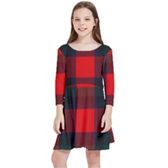 Macduff Modern Tartan 2 Kids  Quarter Sleeve Skater Dress by tartantotartansallreddesigns