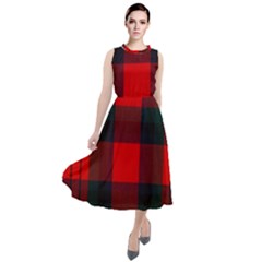 Macduff Modern Tartan 2 Round Neck Boho Dress by tartantotartansallreddesigns