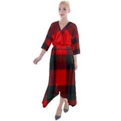 Macduff Modern Tartan 2 Quarter Sleeve Wrap Front Maxi Dress by tartantotartansallreddesigns