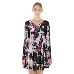 Chaos At The Wall Long Sleeve Velvet V-neck Dress