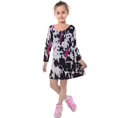 Chaos At The Wall Kids  Long Sleeve Velvet Dress