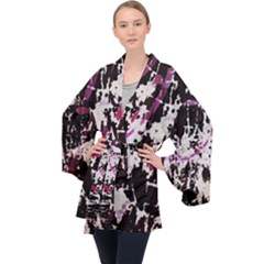 Chaos At The Wall Long Sleeve Velvet Kimono  by DimitriosArt