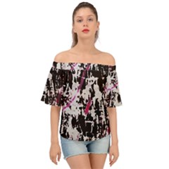 Chaos At The Wall Off Shoulder Short Sleeve Top by DimitriosArt