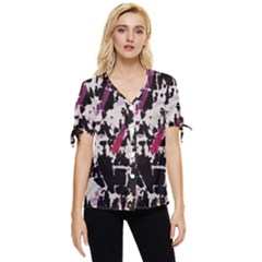 Chaos At The Wall Bow Sleeve Button Up Top