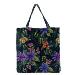 Dark Floral Grocery Tote Bag by HWDesign