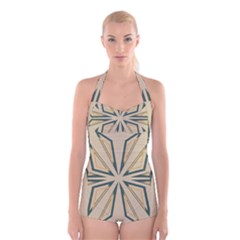 Abstract Pattern Geometric Backgrounds   Boyleg Halter Swimsuit  by Eskimos