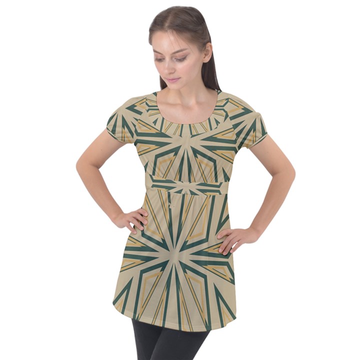 Abstract pattern geometric backgrounds   Puff Sleeve Tunic Top