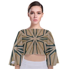 Abstract Pattern Geometric Backgrounds   Tie Back Butterfly Sleeve Chiffon Top by Eskimos