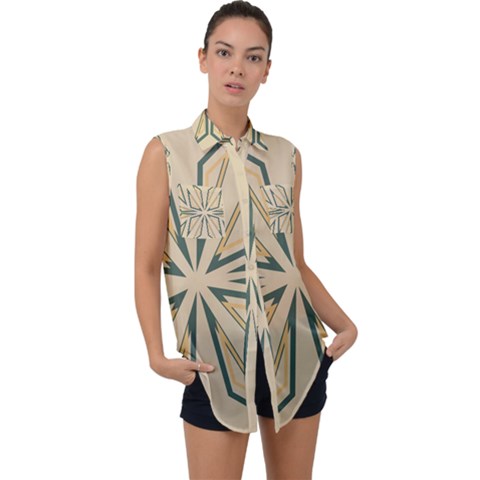 Abstract Pattern Geometric Backgrounds   Sleeveless Chiffon Button Shirt by Eskimos