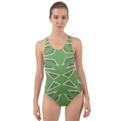 Abstract Pattern Geometric Backgrounds   Cut-out Back One Piece Swimsuit by Eskimos