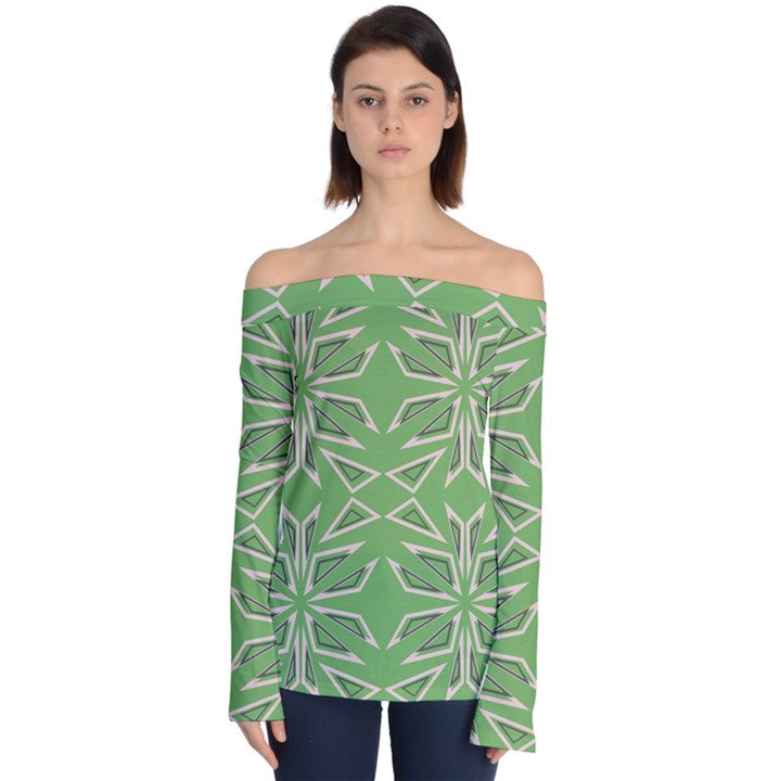 Abstract pattern geometric backgrounds   Off Shoulder Long Sleeve Top