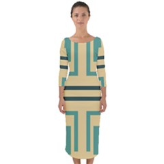 Abstract Pattern Geometric Backgrounds   Quarter Sleeve Midi Bodycon Dress by Eskimos