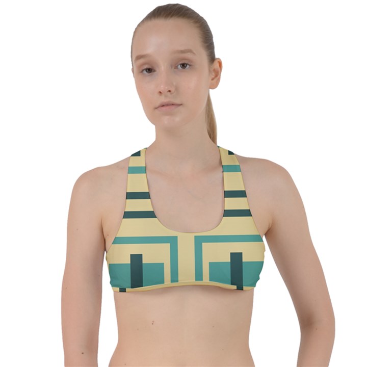 Abstract pattern geometric backgrounds   Criss Cross Racerback Sports Bra