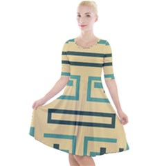 Abstract Pattern Geometric Backgrounds   Quarter Sleeve A-line Dress by Eskimos