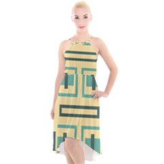 Abstract Pattern Geometric Backgrounds   High-low Halter Chiffon Dress 