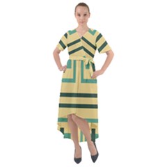 Abstract Pattern Geometric Backgrounds   Front Wrap High Low Dress by Eskimos