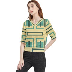 Abstract Pattern Geometric Backgrounds   Quarter Sleeve Blouse