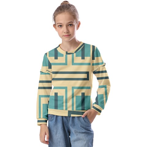 Abstract Pattern Geometric Backgrounds   Kids  Long Sleeve Tee With Frill  by Eskimos