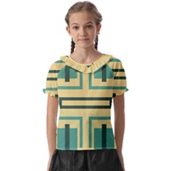 Abstract Pattern Geometric Backgrounds   Kids  Frill Chiffon Blouse by Eskimos