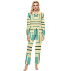 Abstract Pattern Geometric Backgrounds   Womens  Long Sleeve Velvet Pocket Pajamas Set by Eskimos