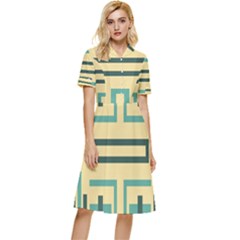 Abstract Pattern Geometric Backgrounds   Button Top Knee Length Dress by Eskimos