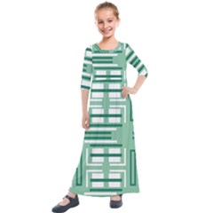 Abstract Pattern Geometric Backgrounds   Kids  Quarter Sleeve Maxi Dress by Eskimos