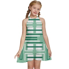 Abstract Pattern Geometric Backgrounds   Kids  Halter Collar Waist Tie Chiffon Dress by Eskimos